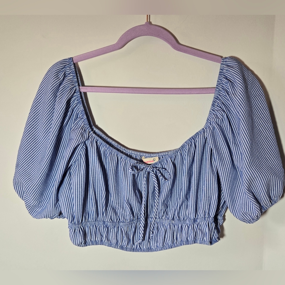 Maronie by Anthropologie Blue Striped Women's Crop, Size Large, NWOT